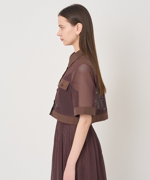 ANAYI（アナイ）の「【セットアップ対応商品】 メッシュラッセル５分袖シャツブルゾン（その他アウター・レディース・ブラウン/ホワイト/ブラック・38/36/34）」の5枚目の写真