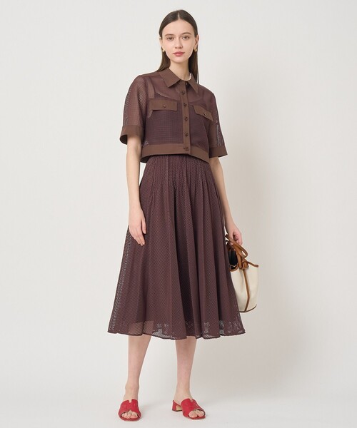 ANAYI（アナイ）の「【セットアップ対応商品】 メッシュラッセル５分袖シャツブルゾン（その他アウター・レディース・ブラウン/ホワイト/ブラック・38/36/34）」の8枚目の写真