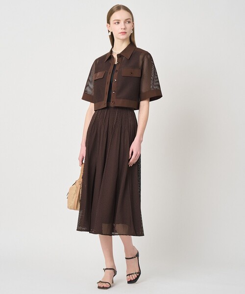 ANAYI（アナイ）の「【セットアップ対応商品】 メッシュラッセル５分袖シャツブルゾン（その他アウター・レディース・ブラウン/ホワイト/ブラック・38/36/34）」の10枚目の写真