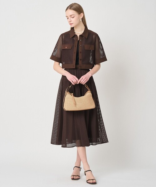 ANAYI（アナイ）の「【セットアップ対応商品】 メッシュラッセル５分袖シャツブルゾン（その他アウター・レディース・ブラウン/ホワイト/ブラック・38/36/34）」の11枚目の写真