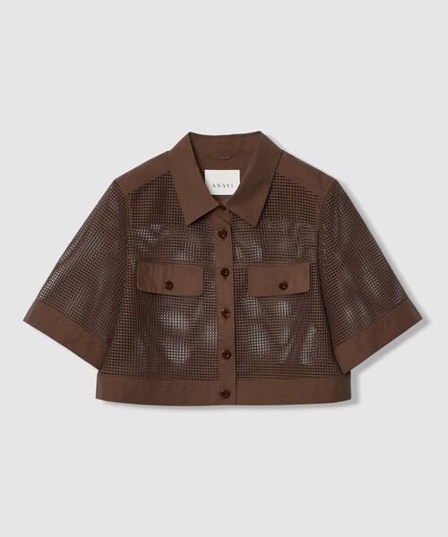 ANAYI（アナイ）の「【セットアップ対応商品】 メッシュラッセル５分袖シャツブルゾン（その他アウター・レディース・ブラウン/ホワイト/ブラック・38/36/34）」の15枚目の写真