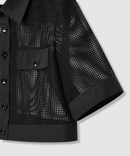 ANAYI（アナイ）の「【セットアップ対応商品】 メッシュラッセル５分袖シャツブルゾン（その他アウター・レディース・ブラウン/ホワイト/ブラック・38/36/34）」の21枚目の写真