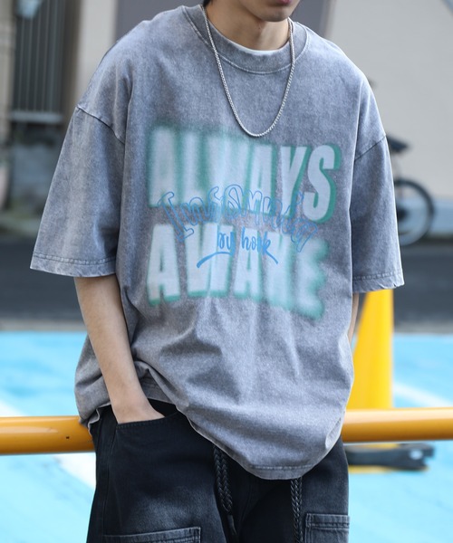 HOOK(フック)の「HOOK -original- INSOMNIA ウォッシュ加工ヴィンテージ風 ビッグTEE (SS)(Tシャツ/カットソー・メンズ・ブラック系その他2/ブルー/グレー/パープル/ブラック系その他3/ブラック系その他・L/XL/M)」の1枚目の写真