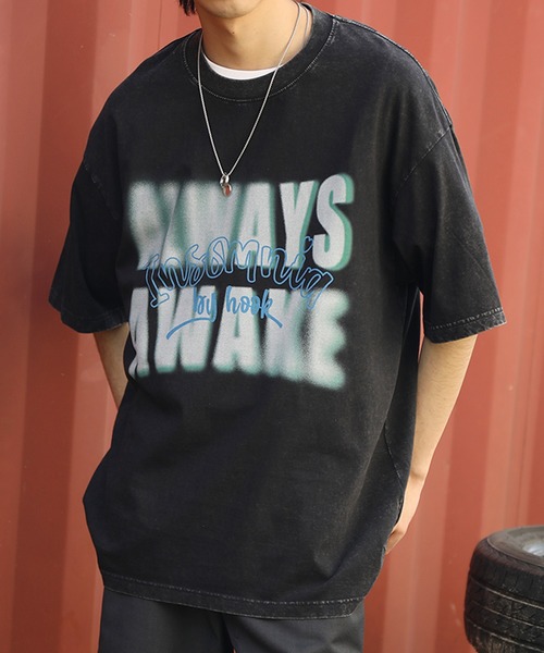 HOOK(フック)の「HOOK -original- INSOMNIA ウォッシュ加工ヴィンテージ風 ビッグTEE (SS)(Tシャツ/カットソー・メンズ・ブラック系その他2/ブルー/グレー/パープル/ブラック系その他3/ブラック系その他・L/XL/M)」の3枚目の写真
