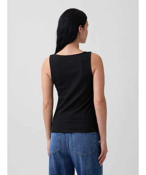 GAP(ギャップ)の「リブ ボタンアップ タンクトップ(Tシャツ/カットソー・レディース・ブラック/ブルー/ライトブラウン/オフホワイト・XS/L/M/S/XXS/XL)」の5枚目の写真