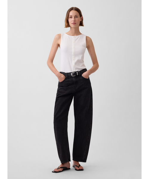 GAP(ギャップ)の「リブ ボタンアップ タンクトップ(Tシャツ/カットソー・レディース・ブラック/ブルー/ライトブラウン/オフホワイト・XS/L/M/S/XXS/XL)」の6枚目の写真