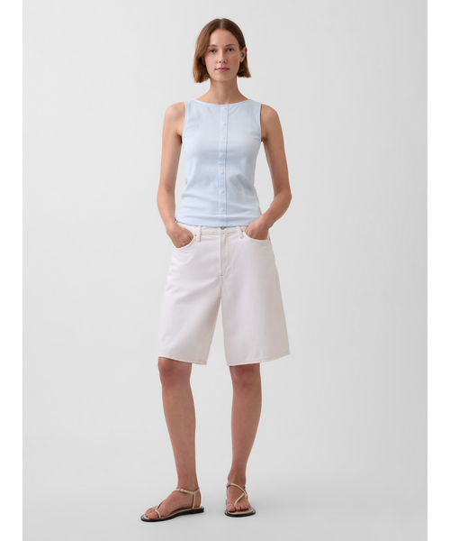 GAP(ギャップ)の「リブ ボタンアップ タンクトップ(Tシャツ/カットソー・レディース・ブラック/ブルー/ライトブラウン/オフホワイト・XS/L/M/S/XXS/XL)」の7枚目の写真