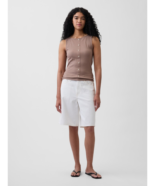 GAP(ギャップ)の「リブ ボタンアップ タンクトップ(Tシャツ/カットソー・レディース・ブラック/ブルー/ライトブラウン/オフホワイト・XS/L/M/S/XXS/XL)」の8枚目の写真