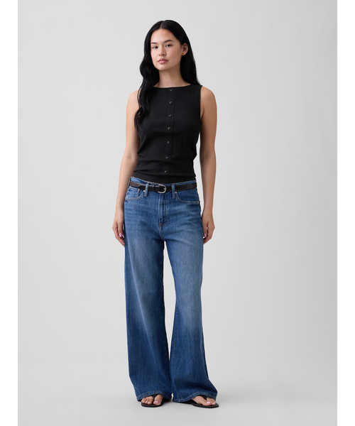GAP(ギャップ)の「リブ ボタンアップ タンクトップ(Tシャツ/カットソー・レディース・ブラック/ブルー/ライトブラウン/オフホワイト・XS/L/M/S/XXS/XL)」の11枚目の写真