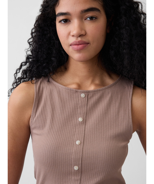 GAP(ギャップ)の「リブ ボタンアップ タンクトップ(Tシャツ/カットソー・レディース・ブラック/ブルー/ライトブラウン/オフホワイト・XS/L/M/S/XXS/XL)」の13枚目の写真