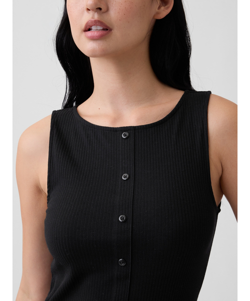 GAP(ギャップ)の「リブ ボタンアップ タンクトップ(Tシャツ/カットソー・レディース・ブラック/ブルー/ライトブラウン/オフホワイト・XS/L/M/S/XXS/XL)」の14枚目の写真