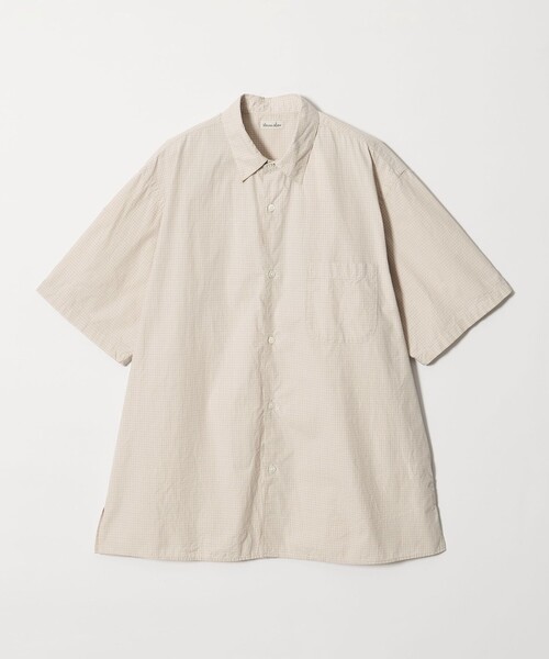 Steven Alan＞ シボチェック レギュラーカラー ショートスリーブ