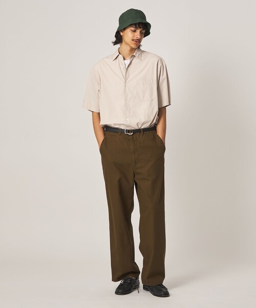 Steven Alan＞ シボチェック レギュラーカラー ショートスリーブ