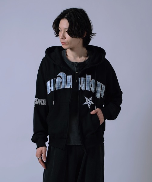 improves（インプローブス）の「リメイクライク チェックワッペン ZIPパーカー（パーカー・メンズ・ブラック/グレー・LARGE/MEDIUM）」の6枚目の写真