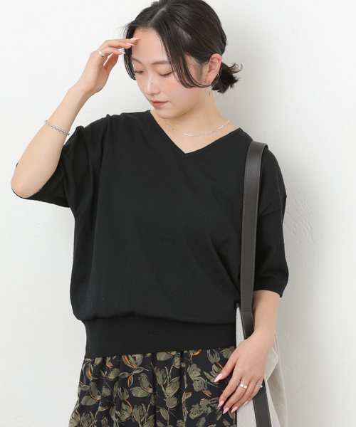 JOURNAL STANDARD relume（ジャーナルスタンダード　レリューム）の「【MULTI FUNC+】UVカット / 接触冷感 / ドライタッチVネックプルオーバー（ニット/セーター・レディース・カーキ/ブラック/ホワイト系その他/イエロー・FREE）」の9枚目の写真