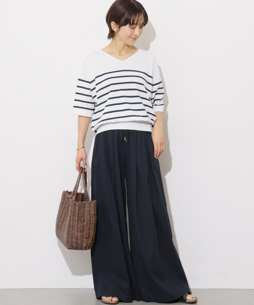 JOURNAL STANDARD relume（ジャーナルスタンダード　レリューム）の「【MULTI FUNC+】UVカット / 接触冷感 / ドライタッチVネックプルオーバー（ニット/セーター・レディース・カーキ/ブラック/ホワイト系その他/イエロー・FREE）」の12枚目の写真