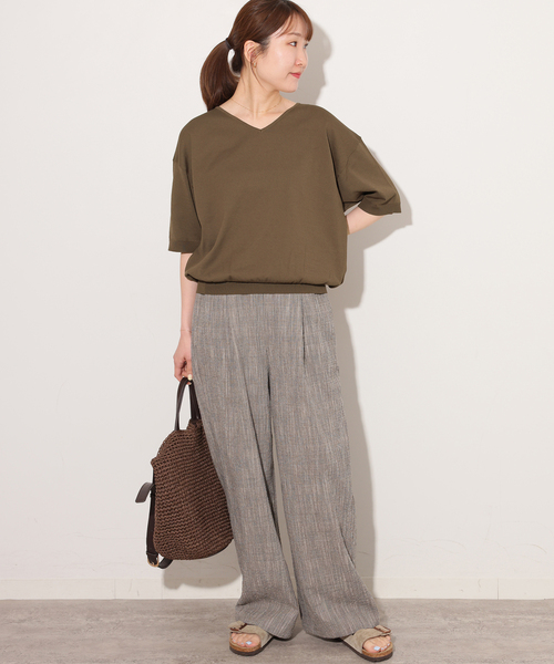 JOURNAL STANDARD relume（ジャーナルスタンダード　レリューム）の「【MULTI FUNC+】UVカット / 接触冷感 / ドライタッチVネックプルオーバー（ニット/セーター・レディース・カーキ/ブラック/ホワイト系その他/イエロー・FREE）」の19枚目の写真