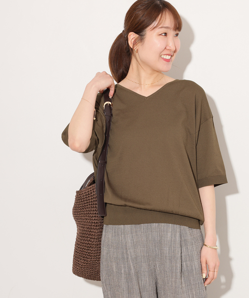 JOURNAL STANDARD relume（ジャーナルスタンダード　レリューム）の「【MULTI FUNC+】UVカット / 接触冷感 / ドライタッチVネックプルオーバー（ニット/セーター・レディース・カーキ/ブラック/ホワイト系その他/イエロー・FREE）」の22枚目の写真