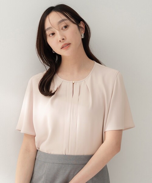 UNTITLED（アンタイトル）の「【洗える/スーツインナー】ジョーゼットミニマルブラウス（シャツ/ブラウス・レディース・ネイビー/ライトグリーン/オフホワイト/ベビーピンク・00/50/48/46/44/04/03/02/01）」の18枚目の写真