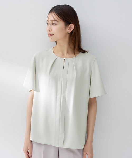 UNTITLED(アンタイトル)の「【洗える/スーツインナー】ジョーゼットミニマルブラウス(シャツ/ブラウス・レディース・ネイビー/ライトグリーン/オフホワイト/ベビーピンク・00/50/48/46/44/04/03/02/01)」の22枚目の写真