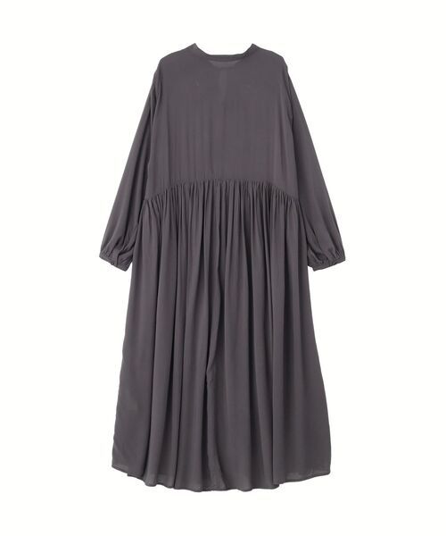 Green　Parks（グリーンパークス）の「スキッパーギャザーワンピース（シャツワンピース・レディース・ドット/チャコールグレー・FREE）」の15枚目の写真