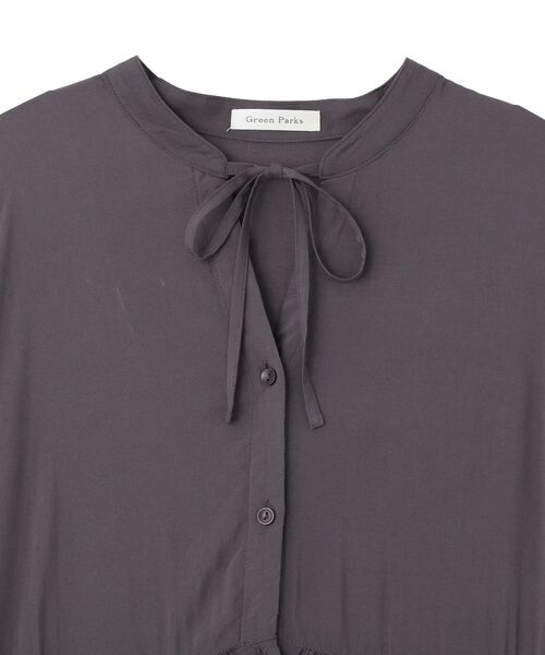 Green　Parks（グリーンパークス）の「スキッパーギャザーワンピース（シャツワンピース・レディース・ドット/チャコールグレー・FREE）」の16枚目の写真