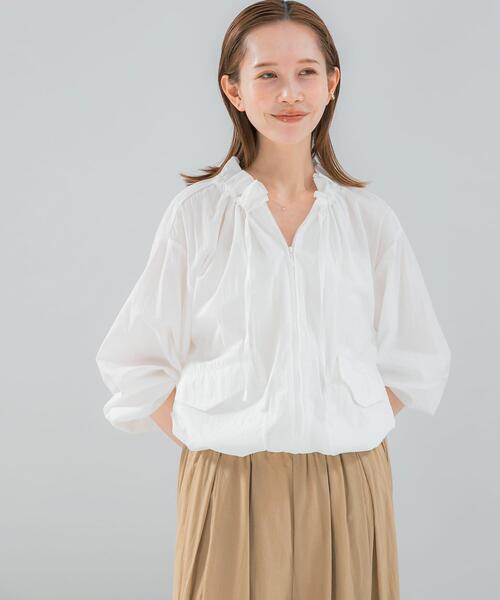 URBAN RESEARCH ROSSO WOMEN(アーバンリサーチ ロッソ)の「フロントジップフリルブラウス(シャツ/ブラウス・レディース・ライトベージュ/ホワイト・FREE)」の5枚目の写真