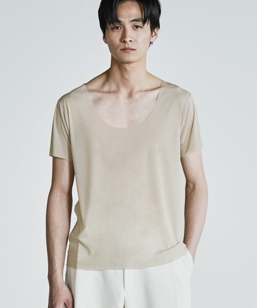 WYM LIDNM（ウィム バイ リドム）の「COOL DRY DEODORANT WIDE U NECK INNER TEE（インナーウェア/肌着・メンズ・グレイッシュベージュ/ブラック・XL/XS/S/M/L）」の11枚目の写真