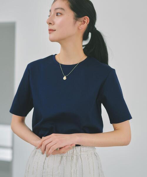 OPAQUE.CLIP(オペークドットクリップ)の「オーガニックコットン混ベーシックTシャツ【洗濯機OK】《SS~LL》(Tシャツ/カットソー・レディース・ネイビー/ホワイト/ライトベージュ/ブラック・34/36/38/40/42)」の5枚目の写真
