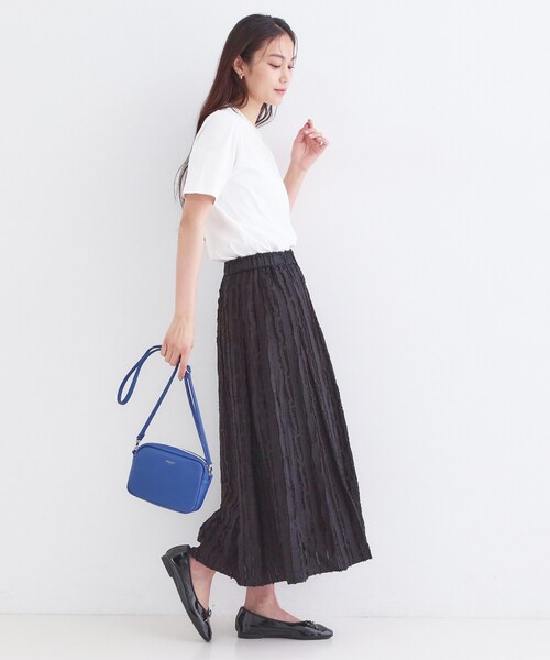 OPAQUE.CLIP(オペークドットクリップ)の「オーガニックコットン混ベーシックTシャツ【洗濯機OK】《SS~LL》(Tシャツ/カットソー・レディース・ネイビー/ホワイト/ライトベージュ/ブラック・34/36/38/40/42)」の9枚目の写真