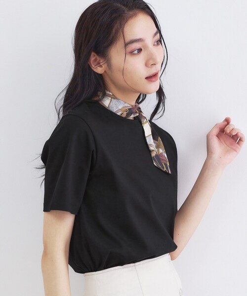 OPAQUE.CLIP(オペークドットクリップ)の「オーガニックコットン混ベーシックTシャツ【洗濯機OK】《SS~LL》(Tシャツ/カットソー・レディース・ネイビー/ホワイト/ライトベージュ/ブラック・34/36/38/40/42)」の11枚目の写真