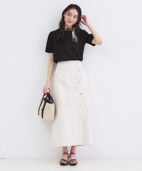 OPAQUE.CLIP(オペークドットクリップ)の「オーガニックコットン混ベーシックTシャツ【洗濯機OK】《SS~LL》(Tシャツ/カットソー・レディース・ネイビー/ホワイト/ライトベージュ/ブラック・34/36/38/40/42)」の12枚目の写真