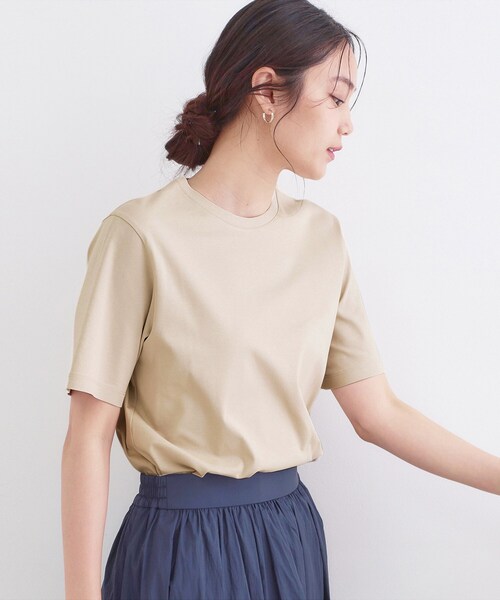 OPAQUE.CLIP(オペークドットクリップ)の「オーガニックコットン混ベーシックTシャツ【洗濯機OK】《SS~LL》(Tシャツ/カットソー・レディース・ネイビー/ホワイト/ライトベージュ/ブラック・34/36/38/40/42)」の15枚目の写真