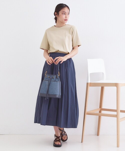 OPAQUE.CLIP(オペークドットクリップ)の「オーガニックコットン混ベーシックTシャツ【洗濯機OK】《SS~LL》(Tシャツ/カットソー・レディース・ネイビー/ホワイト/ライトベージュ/ブラック・34/36/38/40/42)」の16枚目の写真