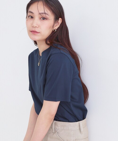 OPAQUE.CLIP(オペークドットクリップ)の「オーガニックコットン混ベーシックTシャツ【洗濯機OK】《SS~LL》(Tシャツ/カットソー・レディース・ネイビー/ホワイト/ライトベージュ/ブラック・34/36/38/40/42)」の19枚目の写真
