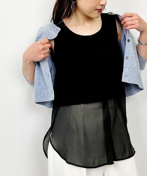 PICCIN(ピッチン)の「レイヤードタンクトップ(タンクトップ・レディース・オフホワイト/ブラック・M)」の2枚目の写真