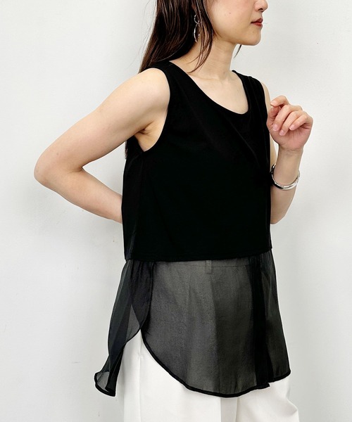 PICCIN(ピッチン)の「レイヤードタンクトップ(タンクトップ・レディース・オフホワイト/ブラック・M)」の12枚目の写真