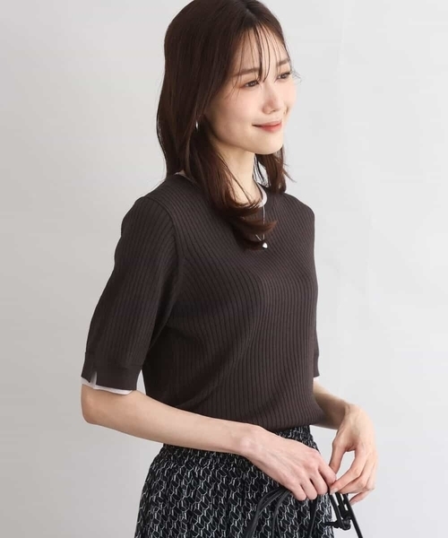 MK MICHEL KLEIN（エムケーミッシェルクラン）の「[UVカット/洗える]ワイドリブ配色デザインニット（ニット/セーター・レディース・ブラウン/ホワイト・38）」の9枚目の写真