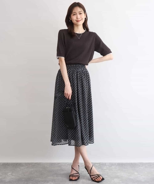 MK MICHEL KLEIN（エムケーミッシェルクラン）の「[UVカット/洗える]ワイドリブ配色デザインニット（ニット/セーター・レディース・ブラウン/ホワイト・38）」の10枚目の写真