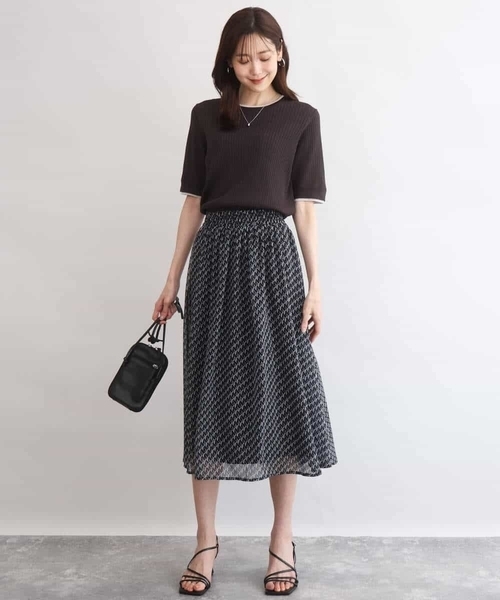 MK MICHEL KLEIN（エムケーミッシェルクラン）の「[UVカット/洗える]ワイドリブ配色デザインニット（ニット/セーター・レディース・ブラウン/ホワイト・38）」の11枚目の写真