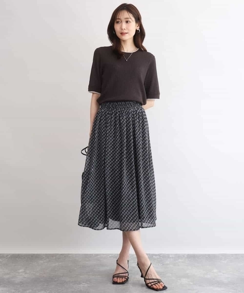 MK MICHEL KLEIN（エムケーミッシェルクラン）の「[UVカット/洗える]ワイドリブ配色デザインニット（ニット/セーター・レディース・ブラウン/ホワイト・38）」の12枚目の写真