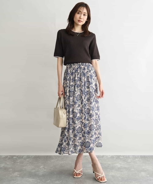 MK MICHEL KLEIN（エムケーミッシェルクラン）の「[UVカット/洗える]ワイドリブ配色デザインニット（ニット/セーター・レディース・ブラウン/ホワイト・38）」の13枚目の写真