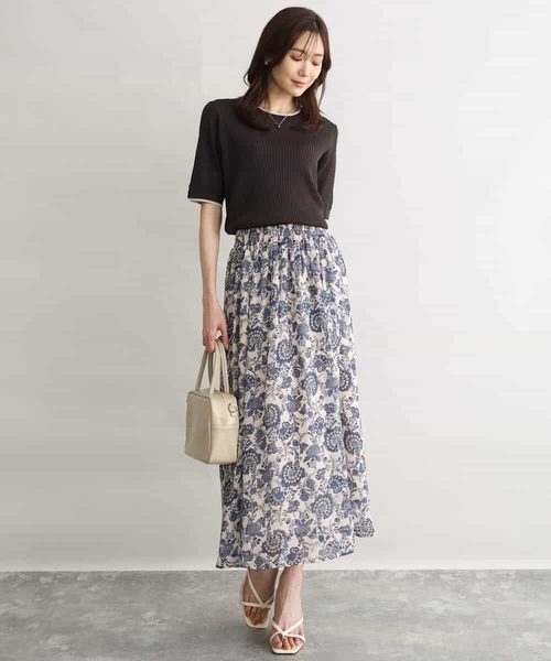 MK MICHEL KLEIN（エムケーミッシェルクラン）の「[UVカット/洗える]ワイドリブ配色デザインニット（ニット/セーター・レディース・ブラウン/ホワイト・38）」の14枚目の写真