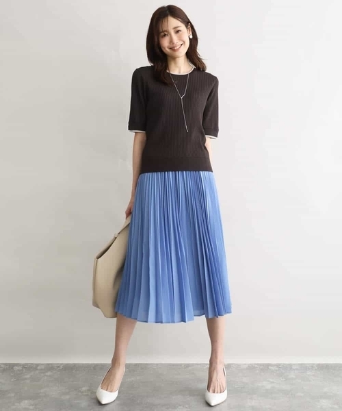 MK MICHEL KLEIN（エムケーミッシェルクラン）の「[UVカット/洗える]ワイドリブ配色デザインニット（ニット/セーター・レディース・ブラウン/ホワイト・38）」の18枚目の写真