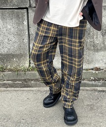 秋服 チェックパンツ フルレングス レトロチェックイージーパンツ