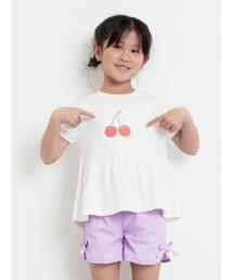 Samansa Mos2 Lagom | 【吸水速乾】サクランボさがら刺繍Tシャツ(Tシャツ/カットソー)