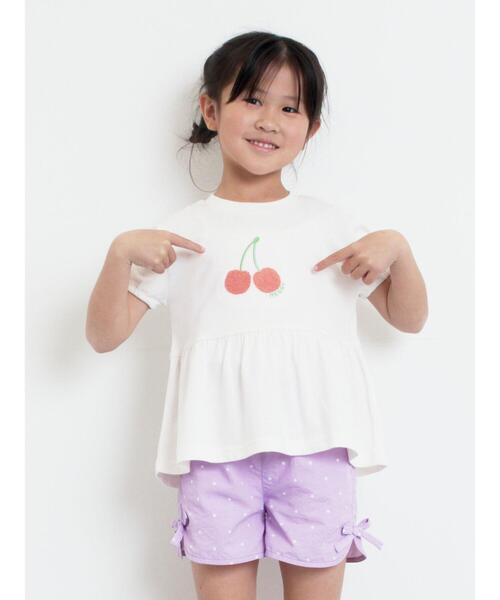 吸水速乾】サクランボさがら刺繍Tシャツ（Tシャツ/カットソー