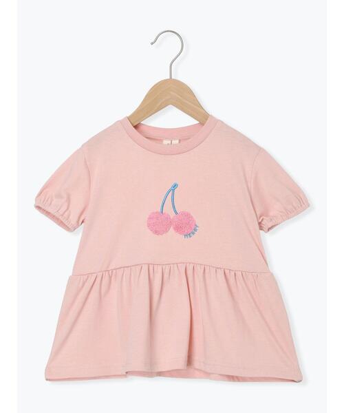 吸水速乾】サクランボさがら刺繍Tシャツ（Tシャツ/カットソー