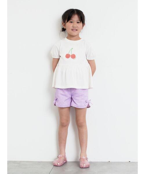 Samansa Mos2 Lagom(サマンサモスモスラーゴム)の「【吸水速乾】サクランボさがら刺繍Tシャツ(Tシャツ/カットソー・キッズ・オフホワイト/ピンク・130/95/120/110/100)」の7枚目の写真