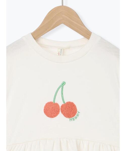 さくらんぼ様　トップス　ホワイト 吸水速乾】サクランボさがら刺繍Tシャツ（Tシャツ/カットソー